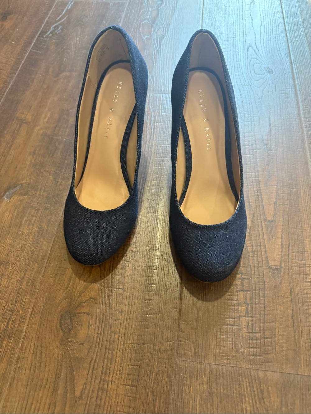 Kelly & Katie Dark Blue Denim Round-Toe Heels